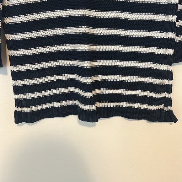 Chaps Denim Striped Navy and White Knit Sweater, Large - Picture 4 of 12